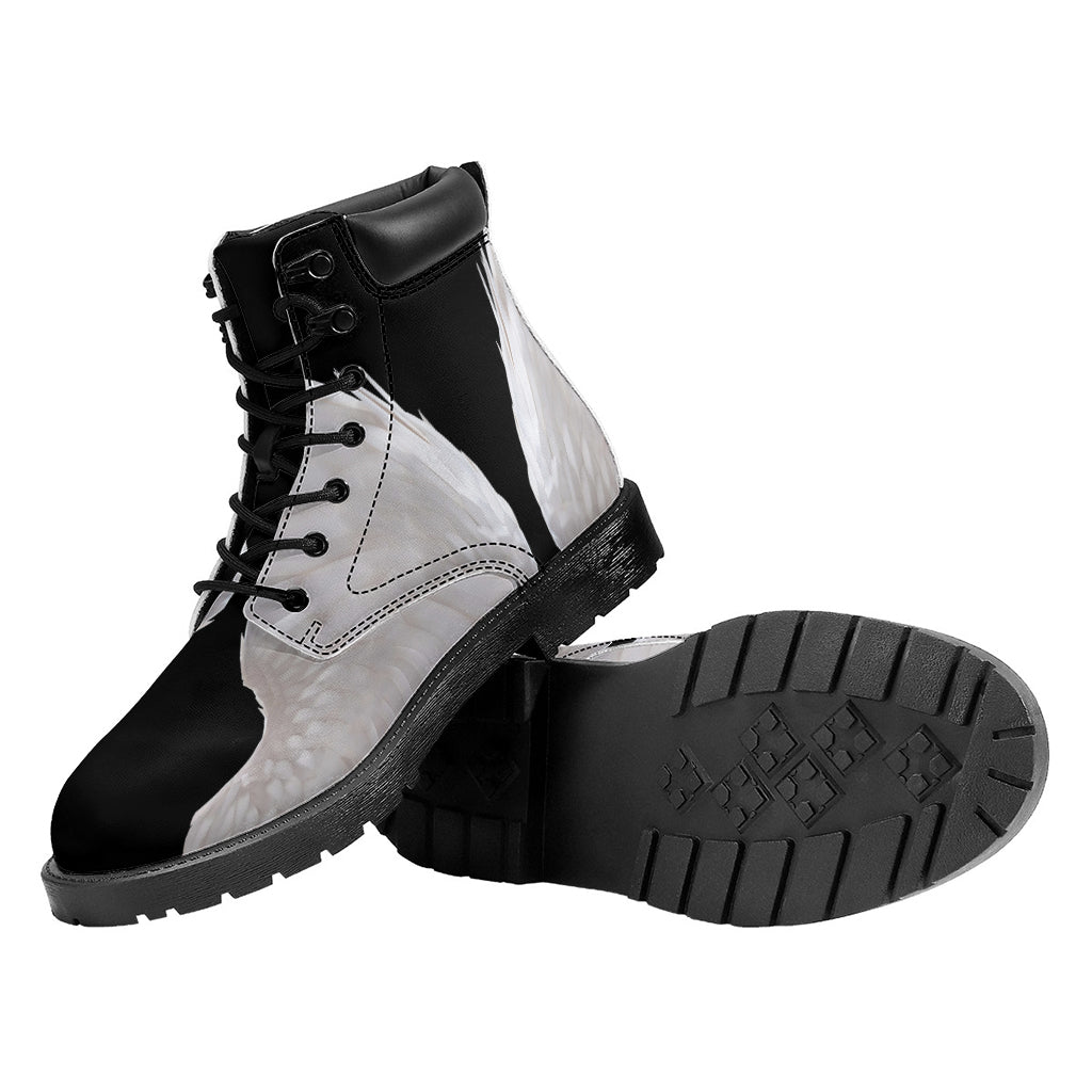 White Angel Wings Print Work Boots