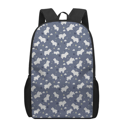 White Baby Polar Bear Pattern Print 17 Inch Backpack