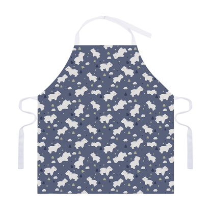 White Baby Polar Bear Pattern Print Adjustable Apron