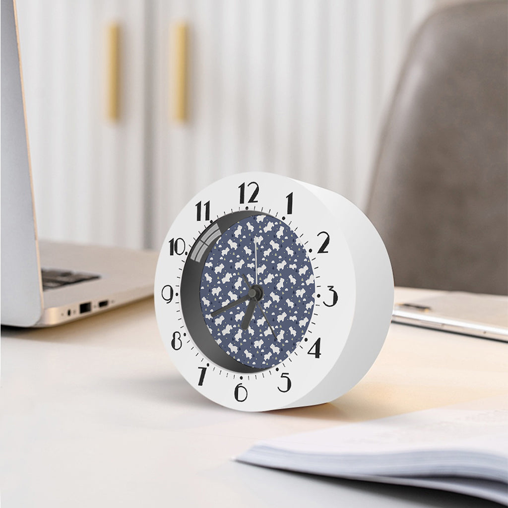 White Baby Polar Bear Pattern Print Alarm Clock