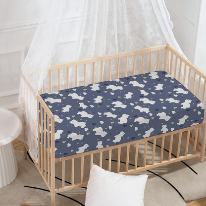 White Baby Polar Bear Pattern Print Baby Crib Sheet