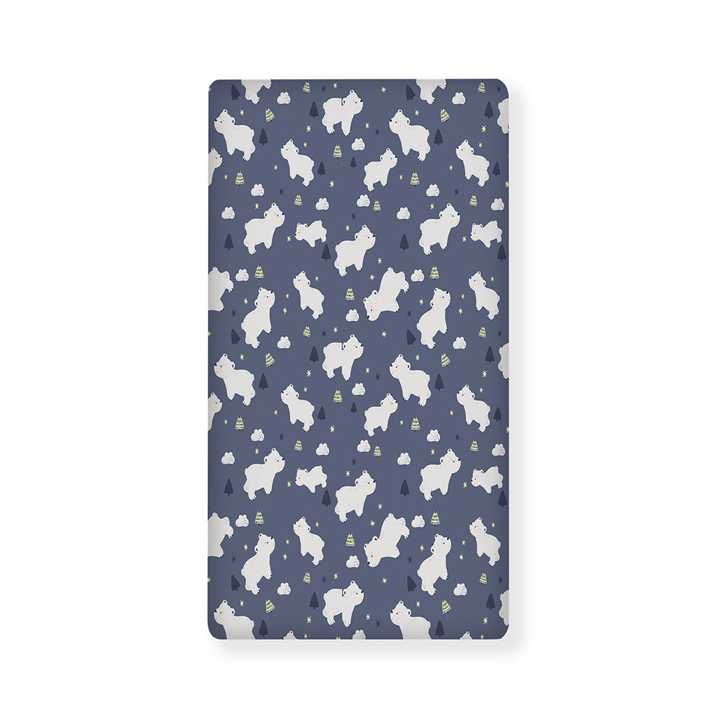 White Baby Polar Bear Pattern Print Baby Crib Sheet