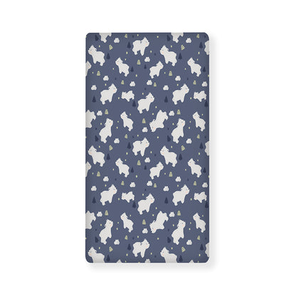 White Baby Polar Bear Pattern Print Baby Crib Sheet