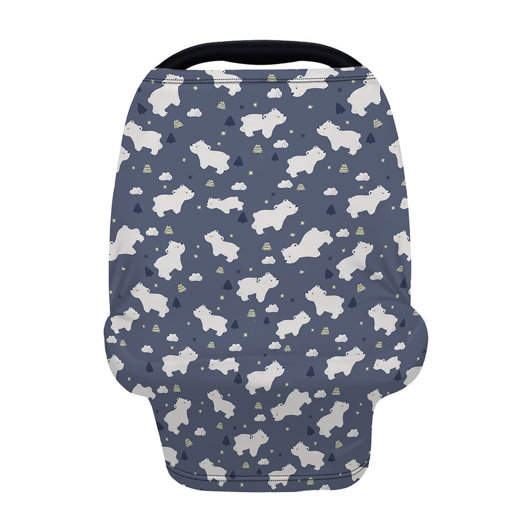 White Baby Polar Bear Pattern Print Baby Seat Cover