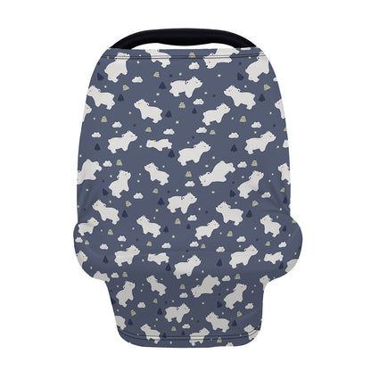White Baby Polar Bear Pattern Print Baby Seat Cover