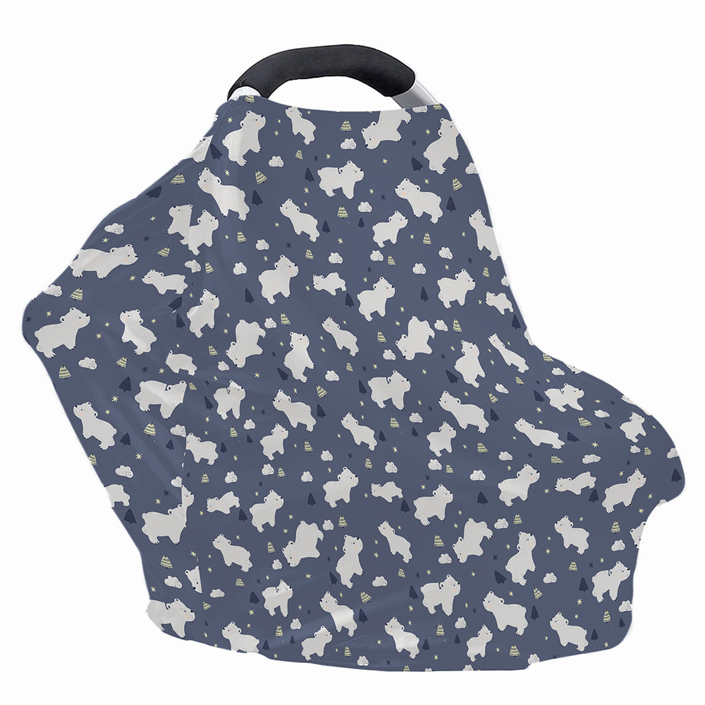 White Baby Polar Bear Pattern Print Baby Seat Cover
