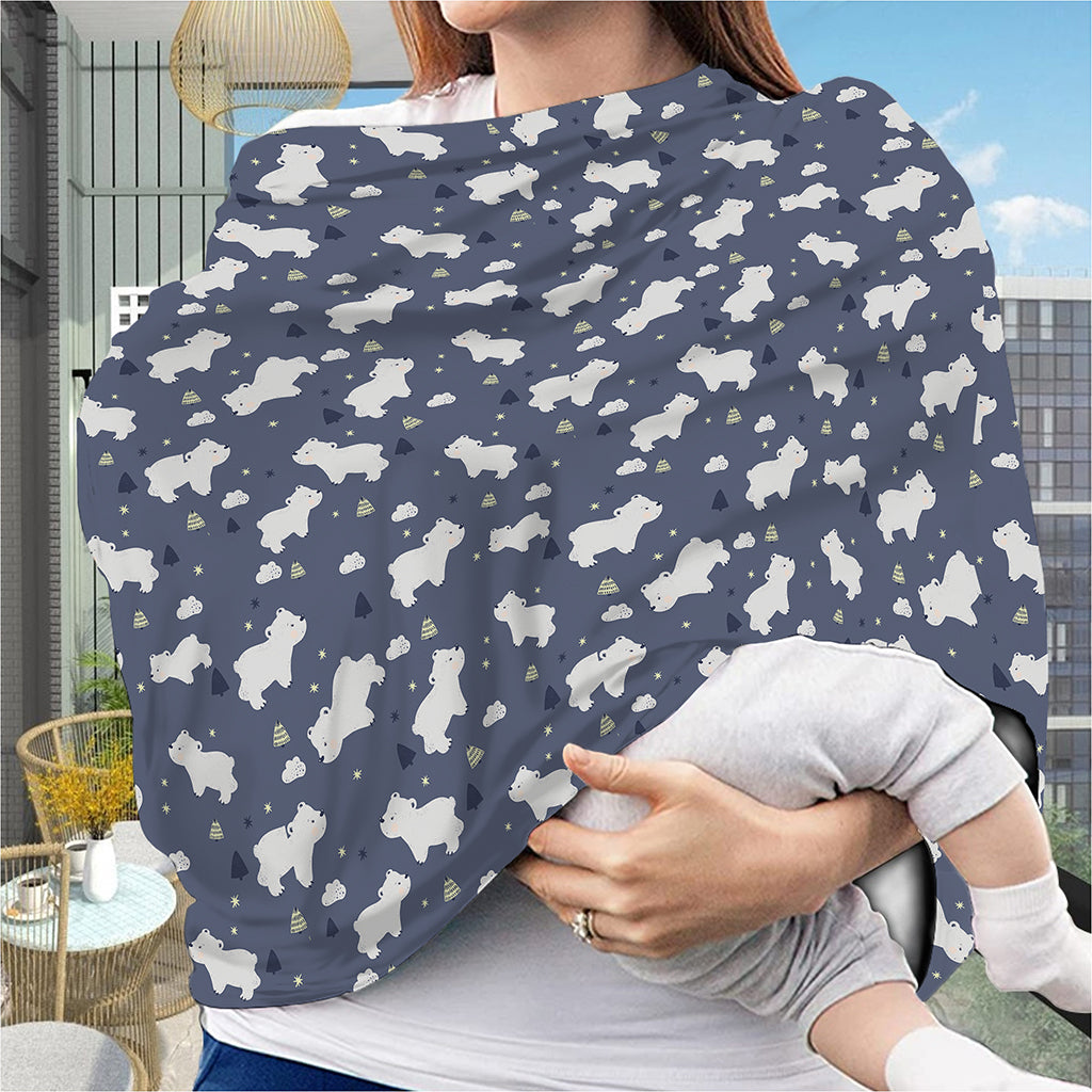 White Baby Polar Bear Pattern Print Baby Seat Cover