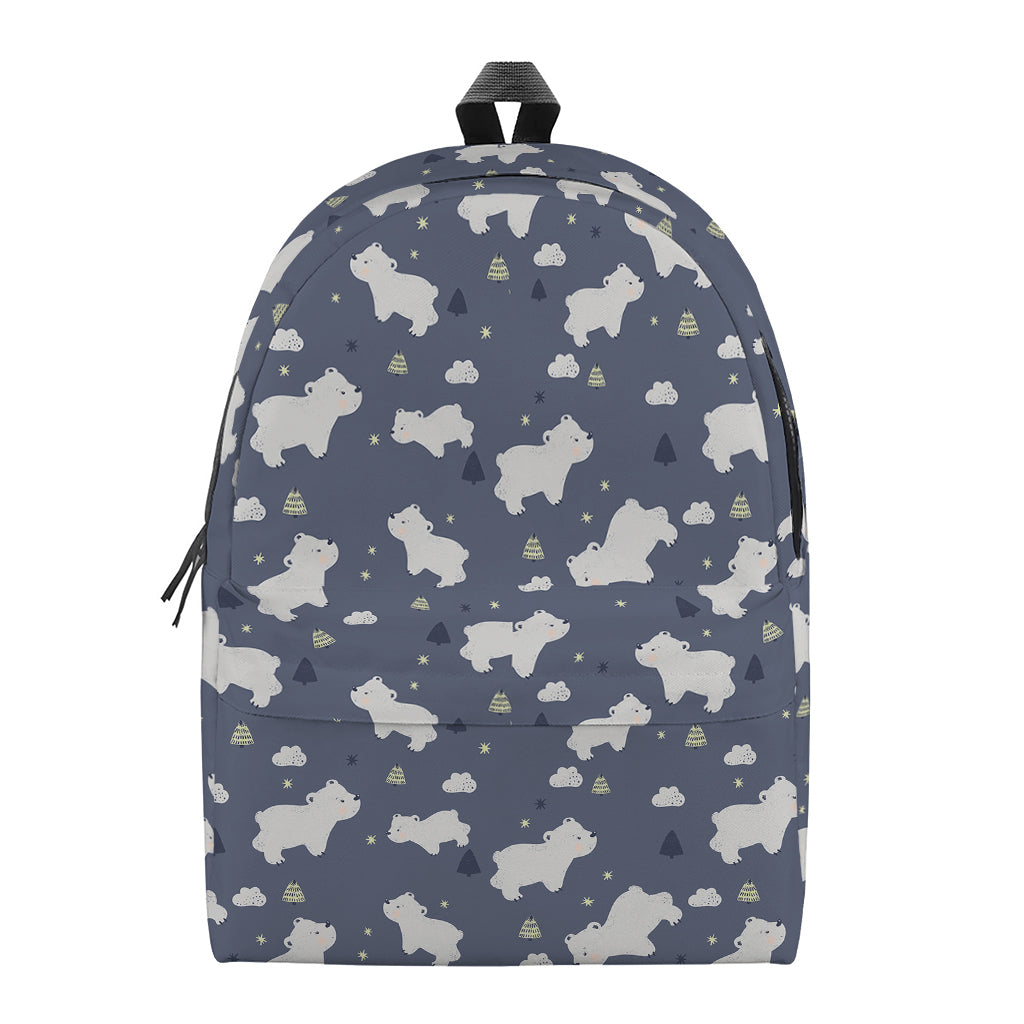White Baby Polar Bear Pattern Print Backpack