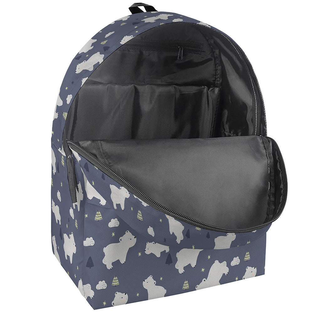 White Baby Polar Bear Pattern Print Backpack