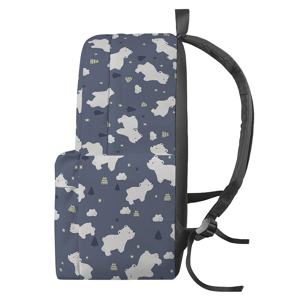 White Baby Polar Bear Pattern Print Backpack