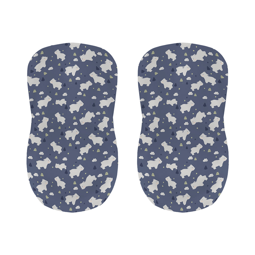 White Baby Polar Bear Pattern Print Bar Stool Covers