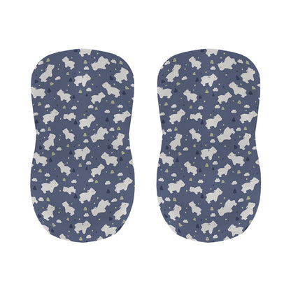 White Baby Polar Bear Pattern Print Bar Stool Covers