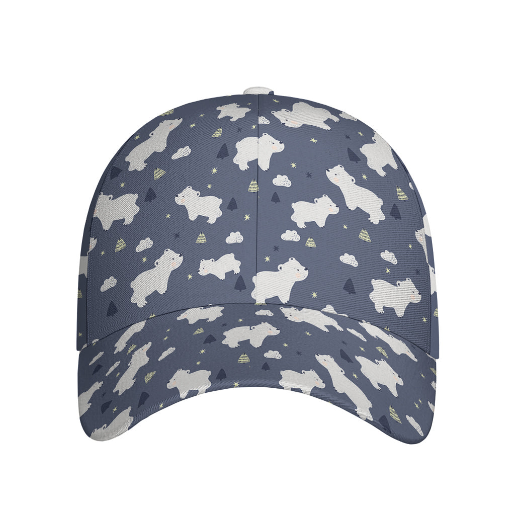 White Baby Polar Bear Pattern Print Baseball Cap