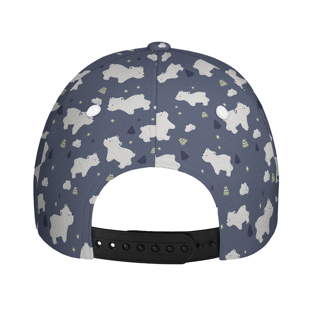 White Baby Polar Bear Pattern Print Baseball Cap