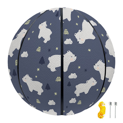 White Baby Polar Bear Pattern Print Basketball