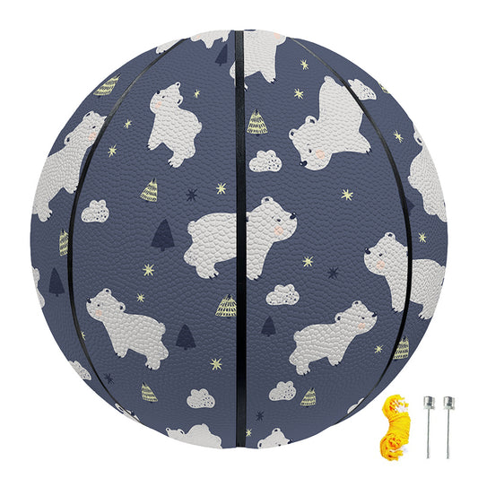 White Baby Polar Bear Pattern Print Basketball