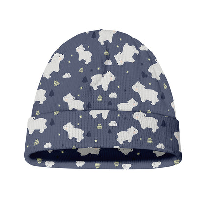 White Baby Polar Bear Pattern Print Beanie