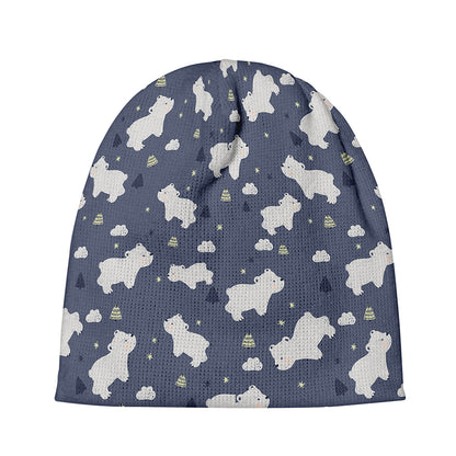 White Baby Polar Bear Pattern Print Beanie