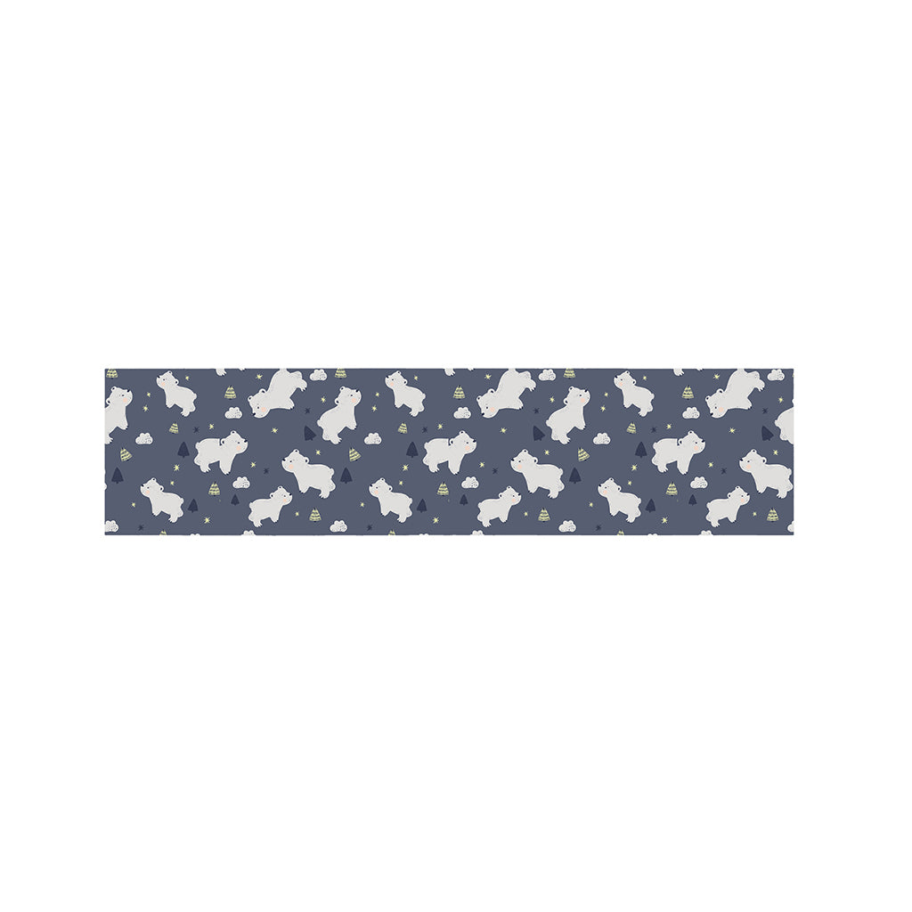 White Baby Polar Bear Pattern Print Bed Runner