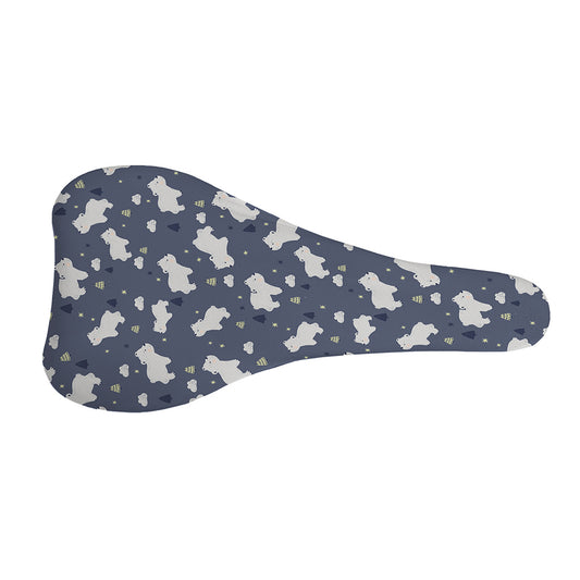 White Baby Polar Bear Pattern Print Bicycle Seat Cover