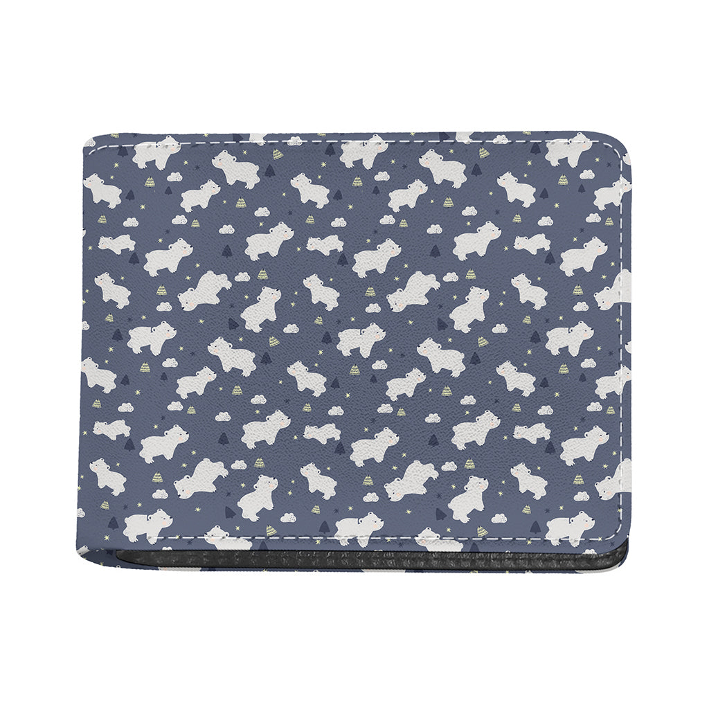 White Baby Polar Bear Pattern Print Bifold Wallet