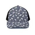 White Baby Polar Bear Pattern Print Black Mesh Trucker Hat