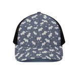 White Baby Polar Bear Pattern Print Black Mesh Trucker Cap