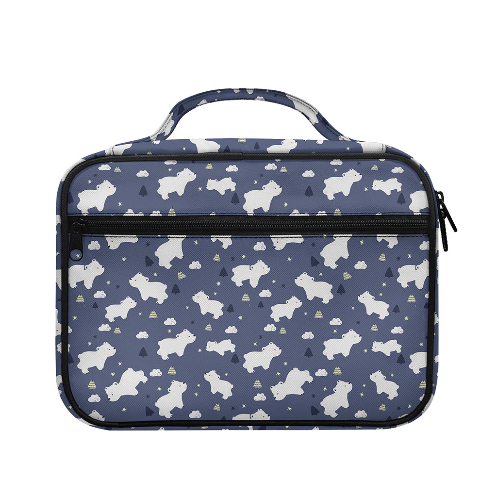 White Baby Polar Bear Pattern Print Briefcase Bible Bag