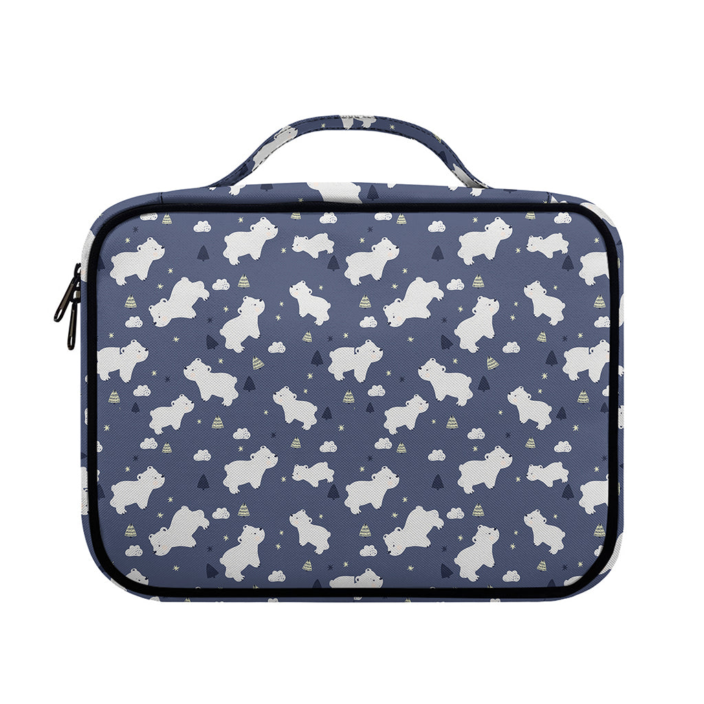 White Baby Polar Bear Pattern Print Briefcase Bible Bag