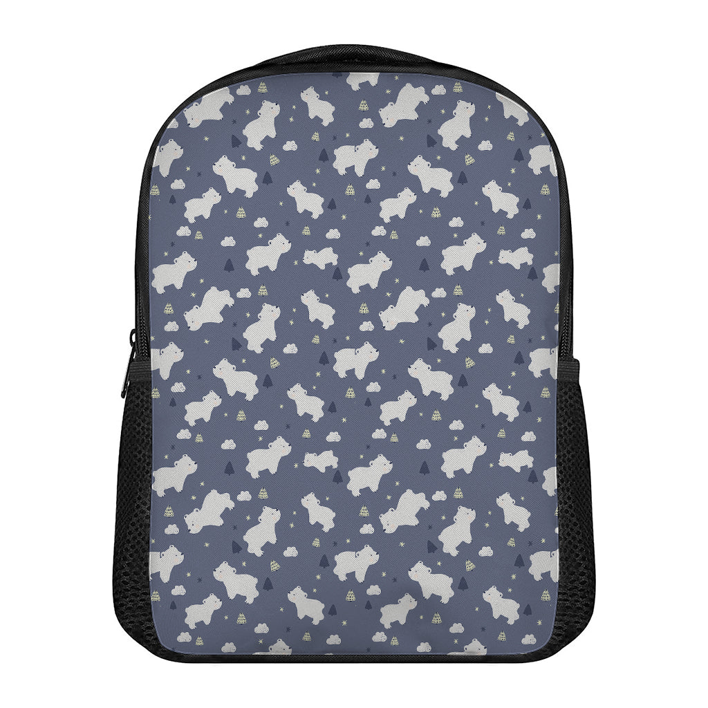 White Baby Polar Bear Pattern Print Casual Backpack