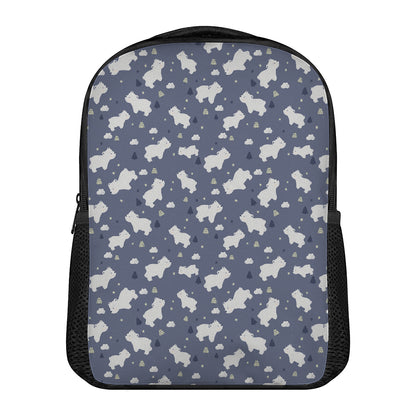 White Baby Polar Bear Pattern Print Casual Backpack