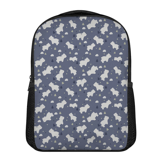 White Baby Polar Bear Pattern Print Casual Backpack