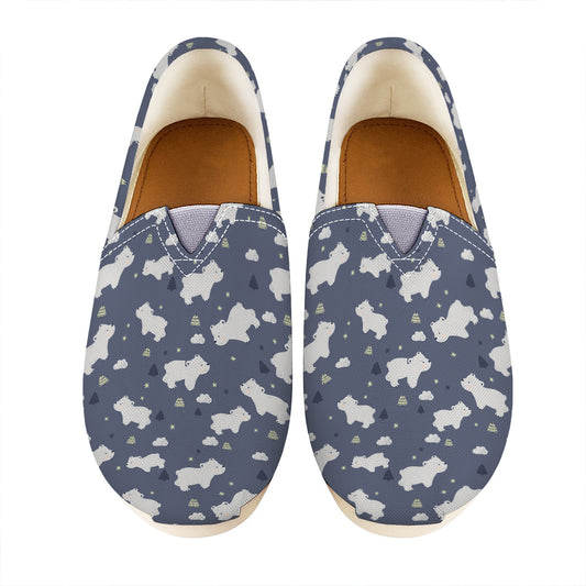 White Baby Polar Bear Pattern Print Casual Shoes