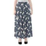 White Baby Polar Bear Pattern Print Chiffon Maxi Skirt