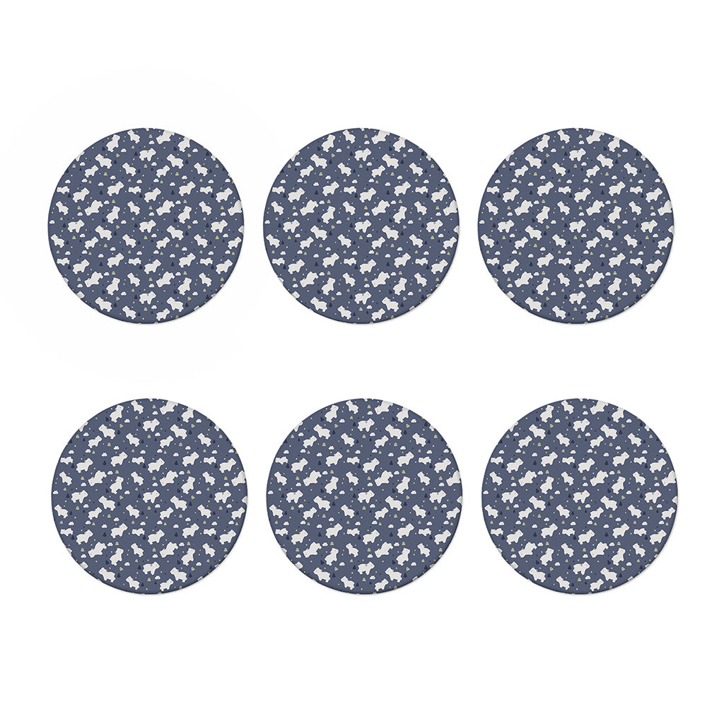 White Baby Polar Bear Pattern Print Coaster Set