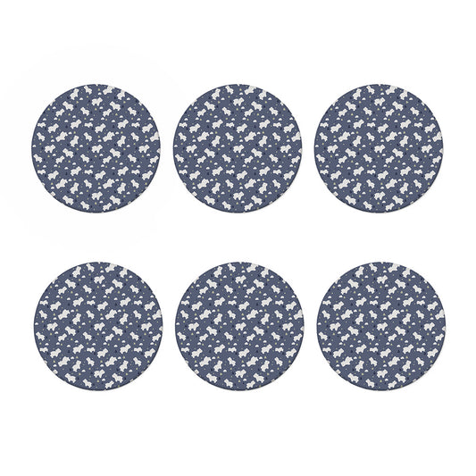 White Baby Polar Bear Pattern Print Coaster Set