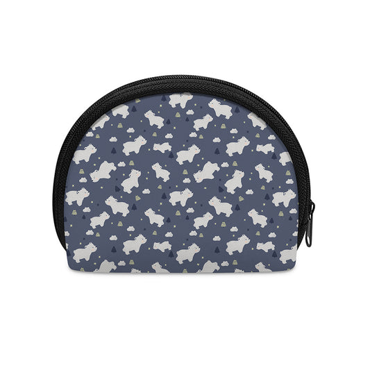 White Baby Polar Bear Pattern Print Coin Purse