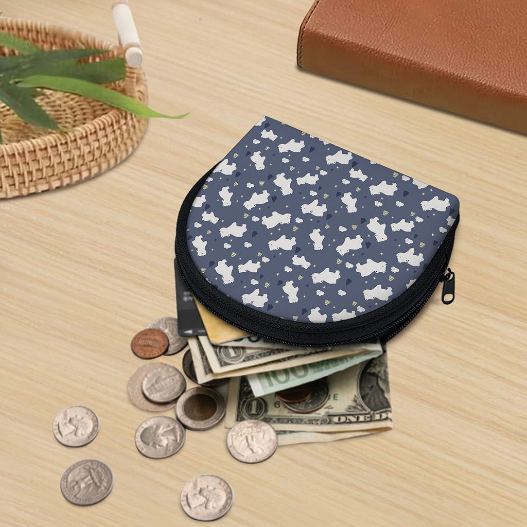 White Baby Polar Bear Pattern Print Coin Purse