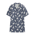 White Baby Polar Bear Pattern Print Cotton Hawaiian Shirt