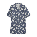 White Baby Polar Bear Pattern Print Cotton Hawaiian Shirt