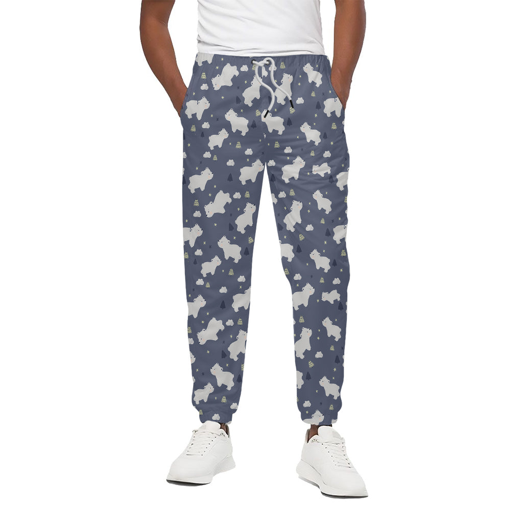 White Baby Polar Bear Pattern Print Cotton Pants