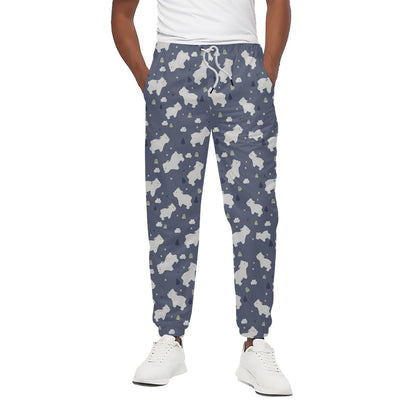 White Baby Polar Bear Pattern Print Cotton Pants