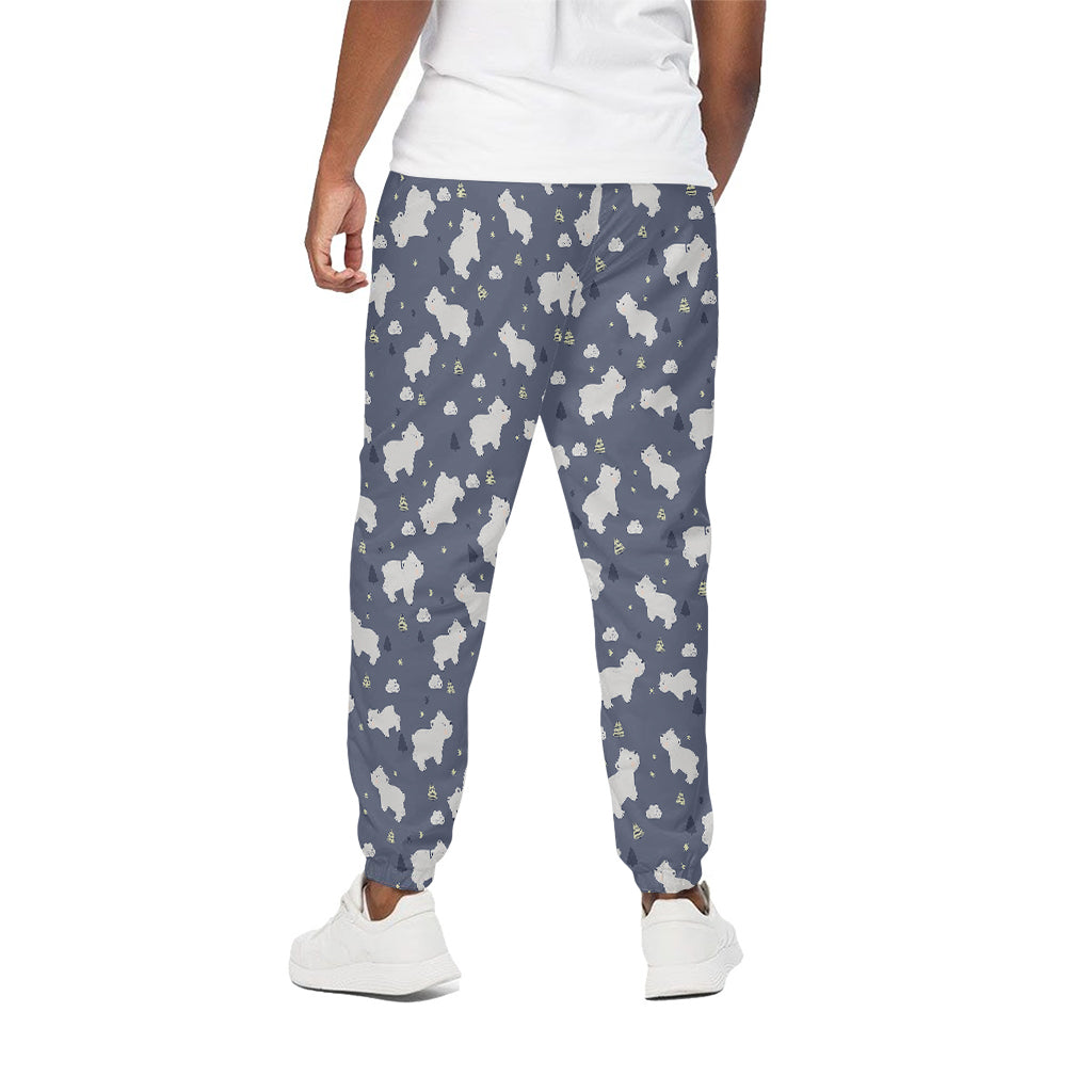 White Baby Polar Bear Pattern Print Cotton Pants