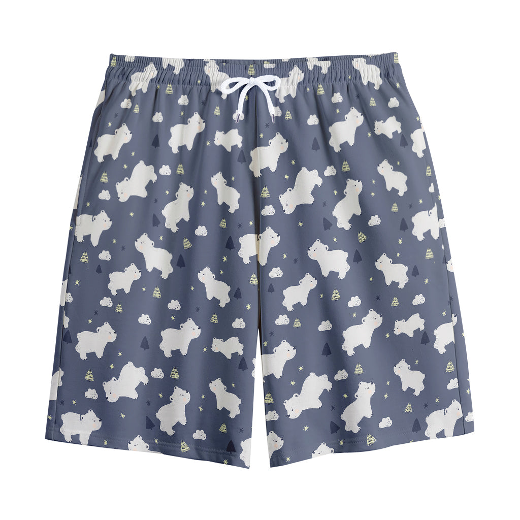 White Baby Polar Bear Pattern Print Cotton Shorts