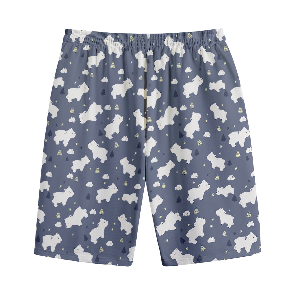 White Baby Polar Bear Pattern Print Cotton Shorts