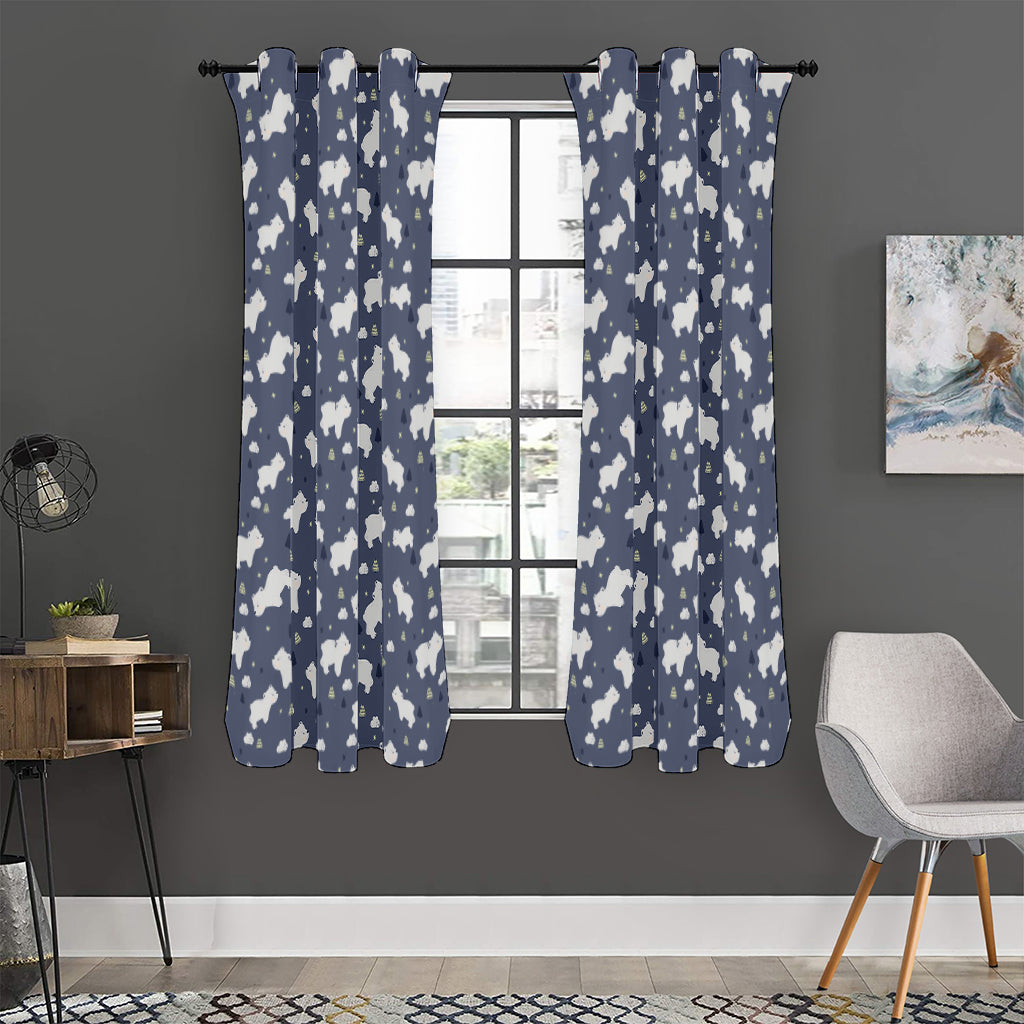 White Baby Polar Bear Pattern Print Curtain