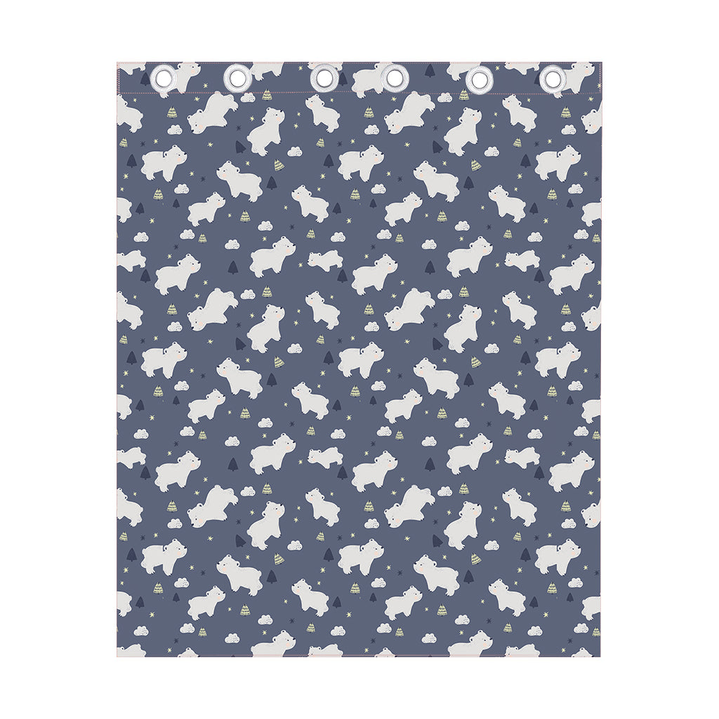White Baby Polar Bear Pattern Print Curtain