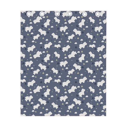 White Baby Polar Bear Pattern Print Curtain