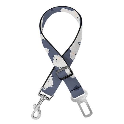 White Baby Polar Bear Pattern Print Dog Seat Belt
