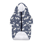 White Baby Polar Bear Pattern Print Dog Zip Up Hoodie